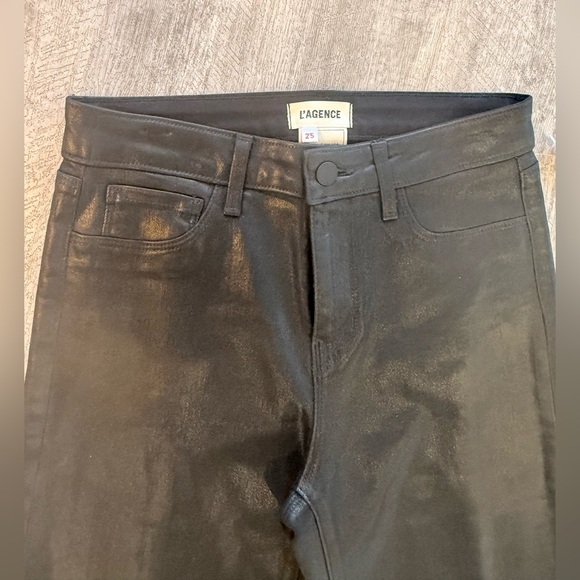 L’Agence Ginny High-Waisted Coated Jeans with Back Gold Zipper Detail NEW - Picture 10 of 16